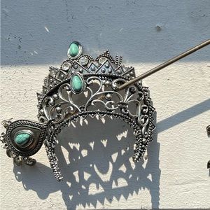 Silver and turquoise free people hair pin set bohemian silver gorgeous festival